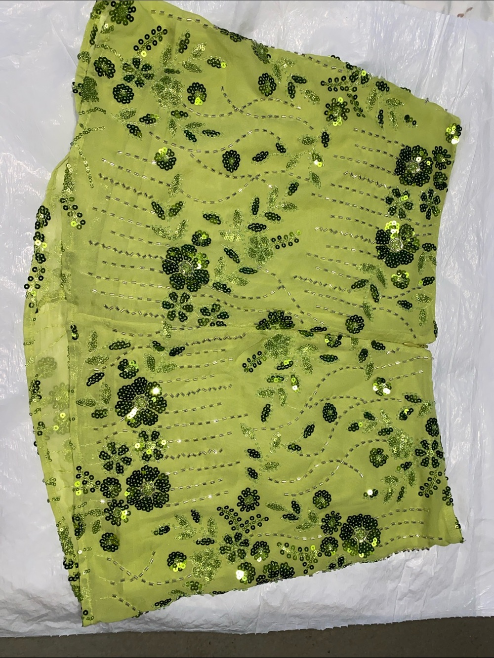 Neon Lime Sequin Floral Skirt - Picture 4 of 4